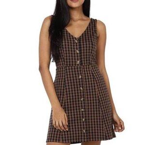 American Eagle Plaid Button Down Pinafore Jumper Mini Dress L